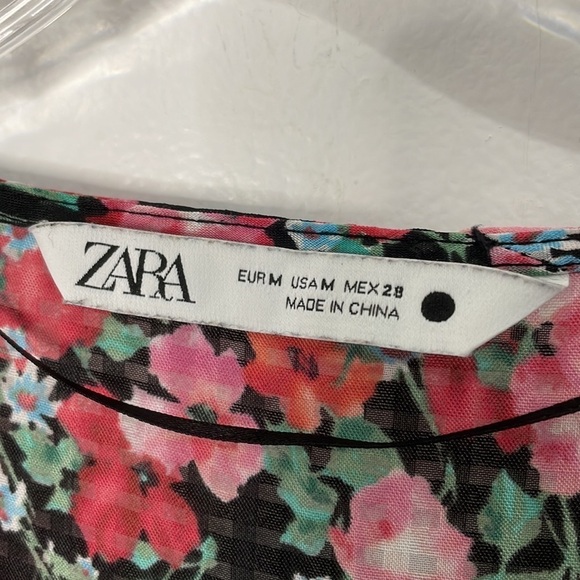 Zara Floral Peasant Tiered Midi Maxi Dress Size M - Picture 3 of 6